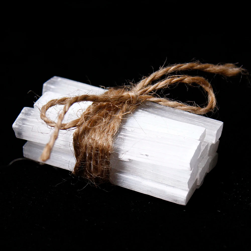 10pc Natural Moroccan Selenite Bar Set – Crystal Plate & White Quartz Healing Mineral for Energy Cleansing & Meditation