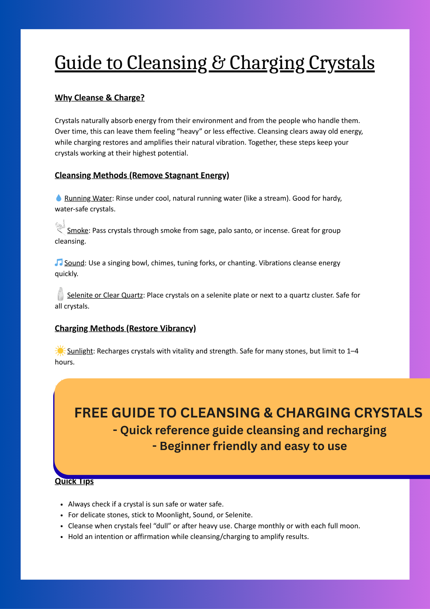 Printable Crystal Meaning Guide + 3 FREE Crystal Guides