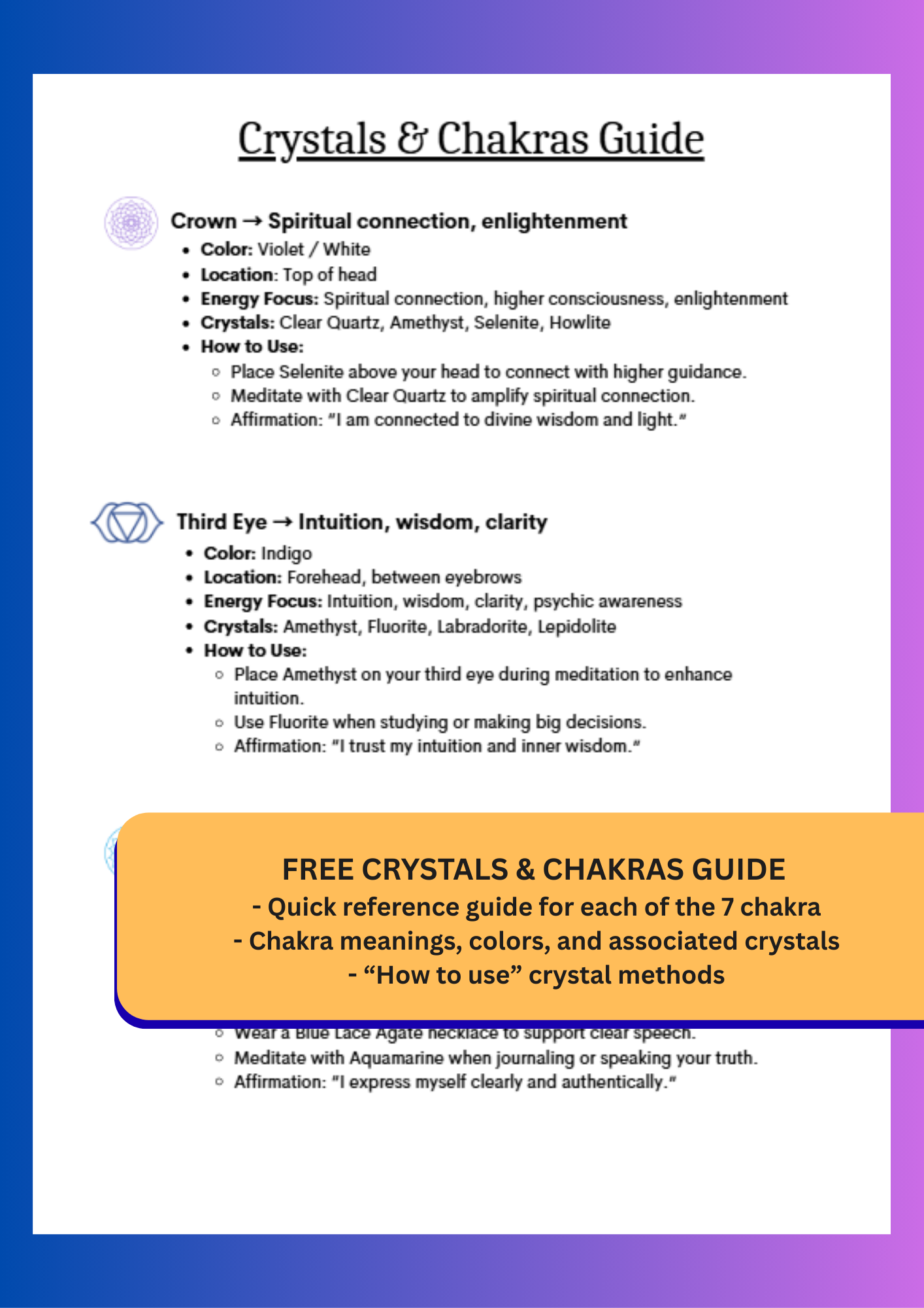 Printable Crystal Meaning Guide, Healing Gemstone Reference Sheet, Chakra Crystals Chart, Digital Crystal Guide, Instant Download