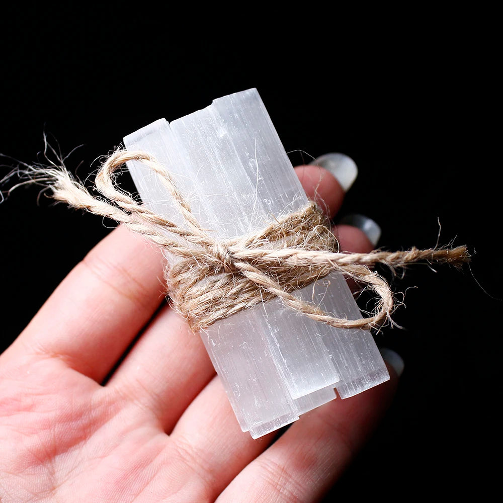 10pc Natural Moroccan Selenite Bar Set – Crystal Plate & White Quartz Healing Mineral for Energy Cleansing & Meditation
