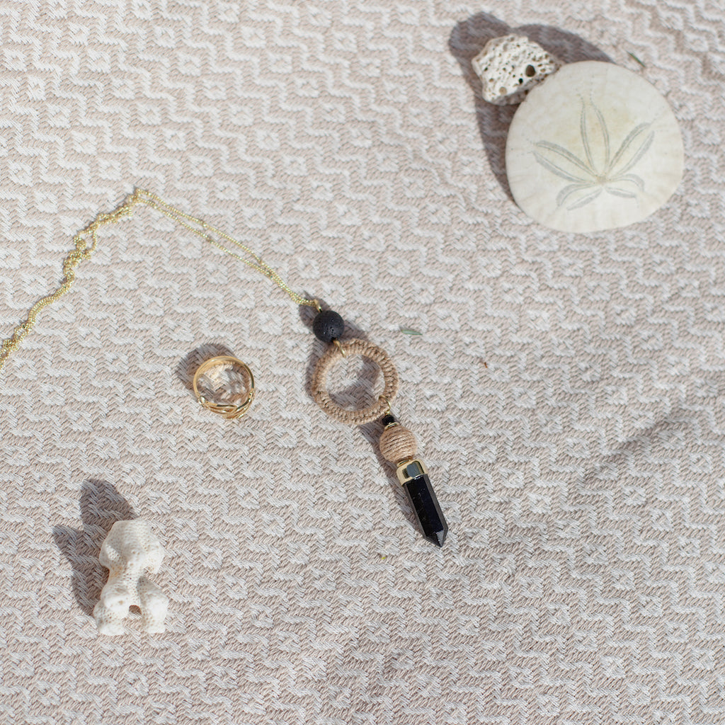 Black Agate Jute Necklace – Protection