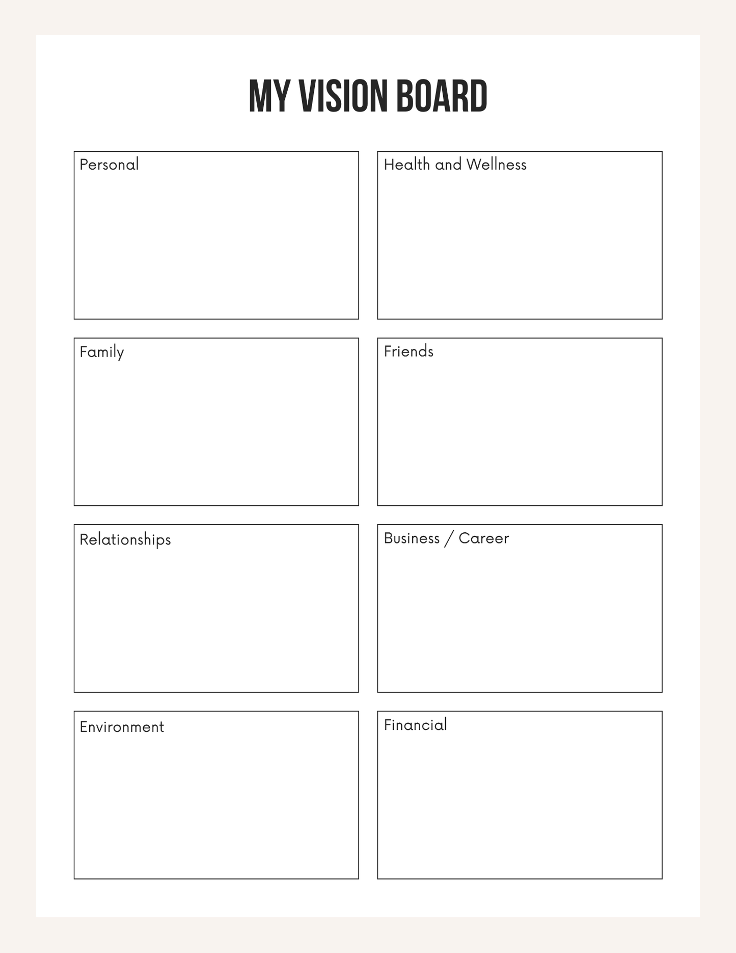 FREE Vision Board Template