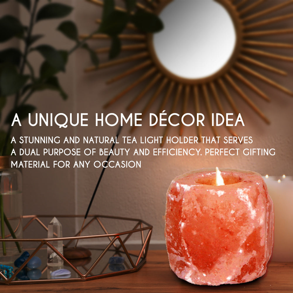 Himalayan Pink Salt Tea Light Holder – Natural Crystal Candle Holder for Home, Spa & Meditation Décor