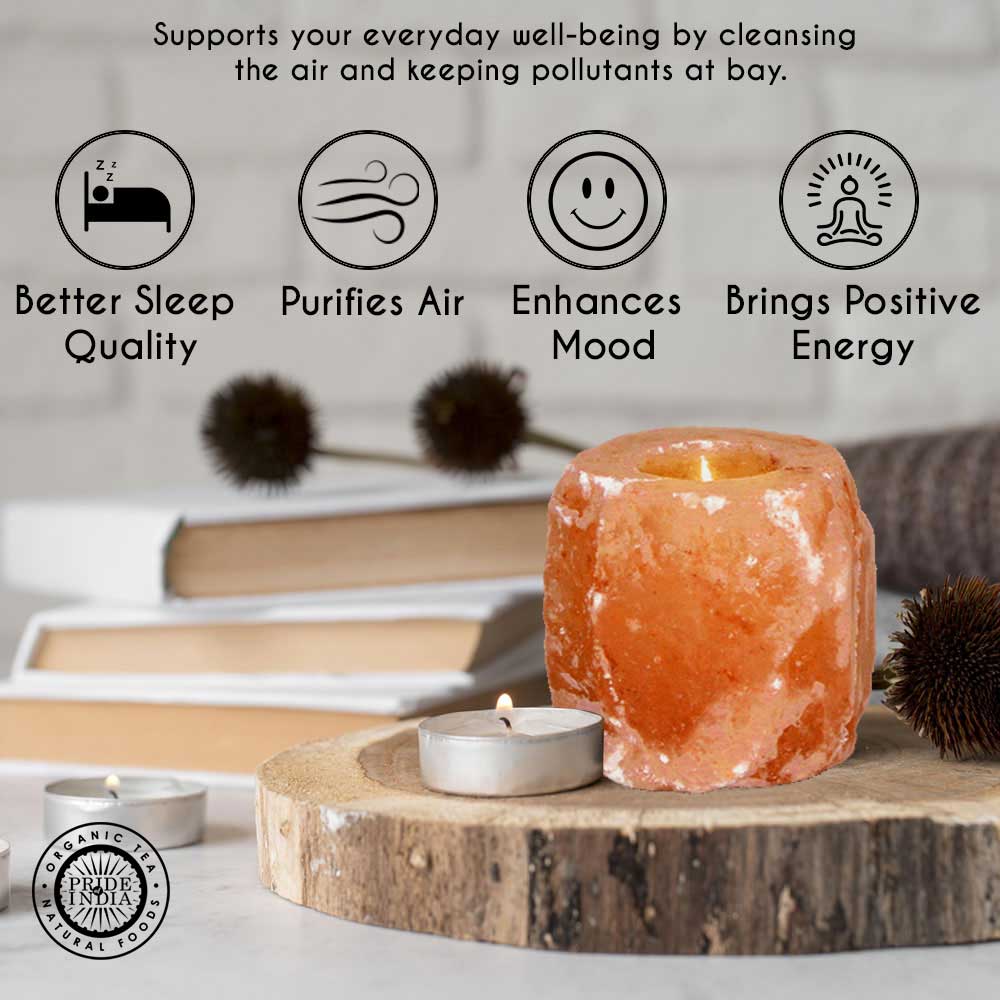 Himalayan Pink Salt Tea Light Holder – Natural Crystal Candle Holder for Home, Spa & Meditation Décor