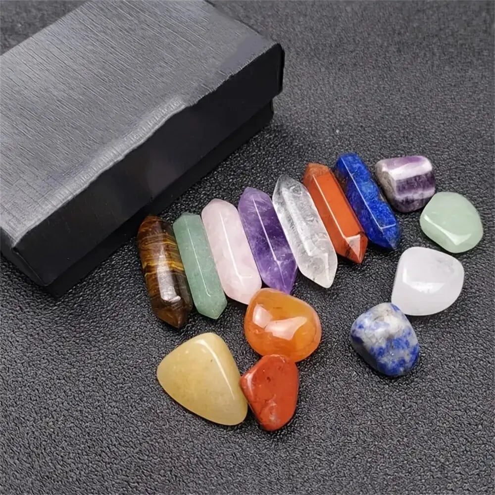 14pcs Pointed Quartz Crystal Chakra Healing Stone Set
