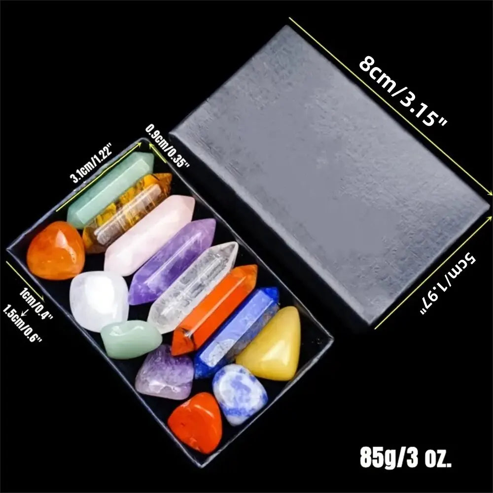 14pcs Pointed Quartz Crystal Chakra Healing Stone Set