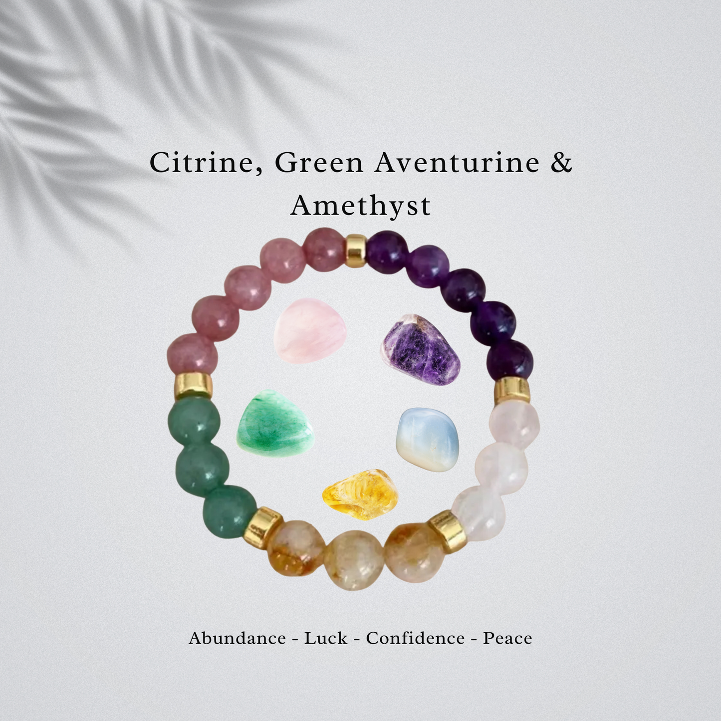 Citrine, Tiger Eye & Amethyst Healing Stone Bracelet – Abundance, Confidence & Calm