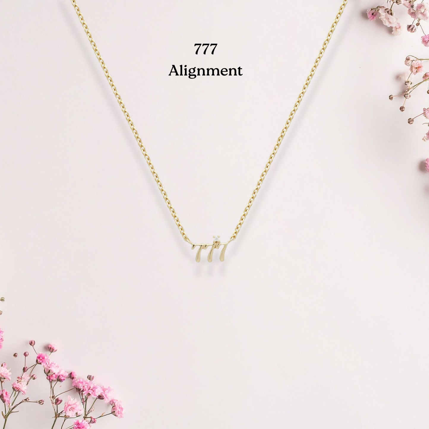 925 Sterling Silver Angel Number Necklace – 111, 333, 444, 777 | Gold-Plated Pendant with Zircon | Manifestation, Guidance, Protection & Luck