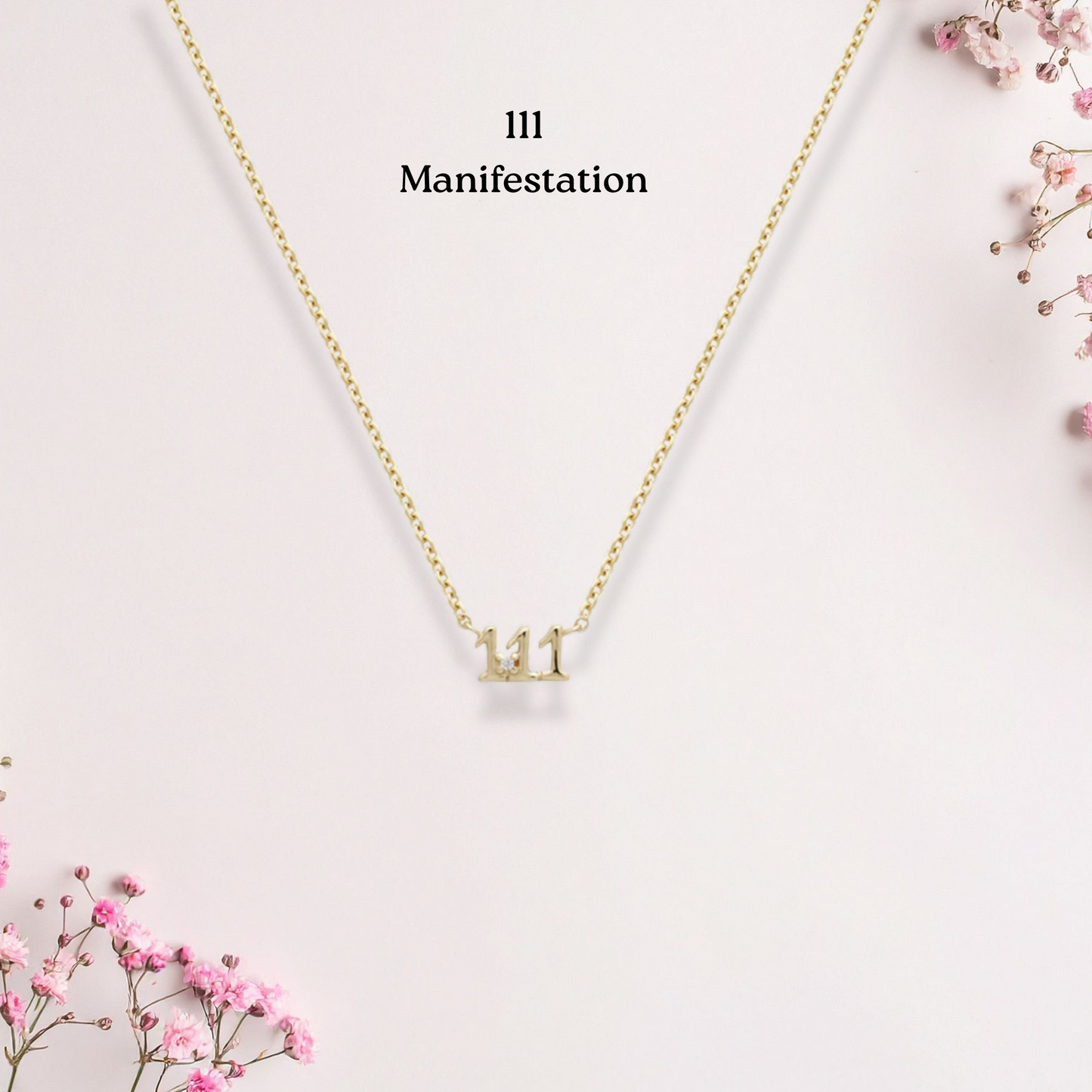 925 Sterling Silver Angel Number Necklace – 111, 333, 444, 777 | Gold-Plated Pendant with Zircon | Manifestation, Guidance, Protection & Luck