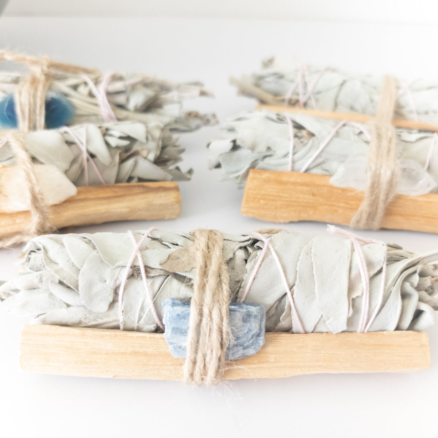 Palo Santo, Sage & Crystal Smudging Bundle – Energy Cleansing Kit with Choice of Tangerine Quartz or NEW Crystal