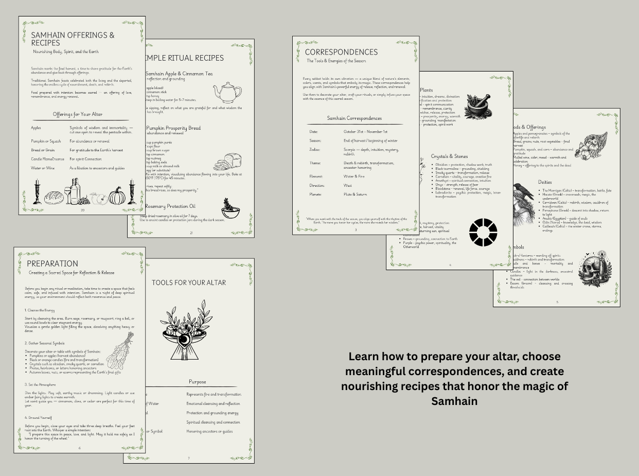 Samhain Ritual Guide | Correspondences, Altar, Rituals, Recipes, Journal Prompts